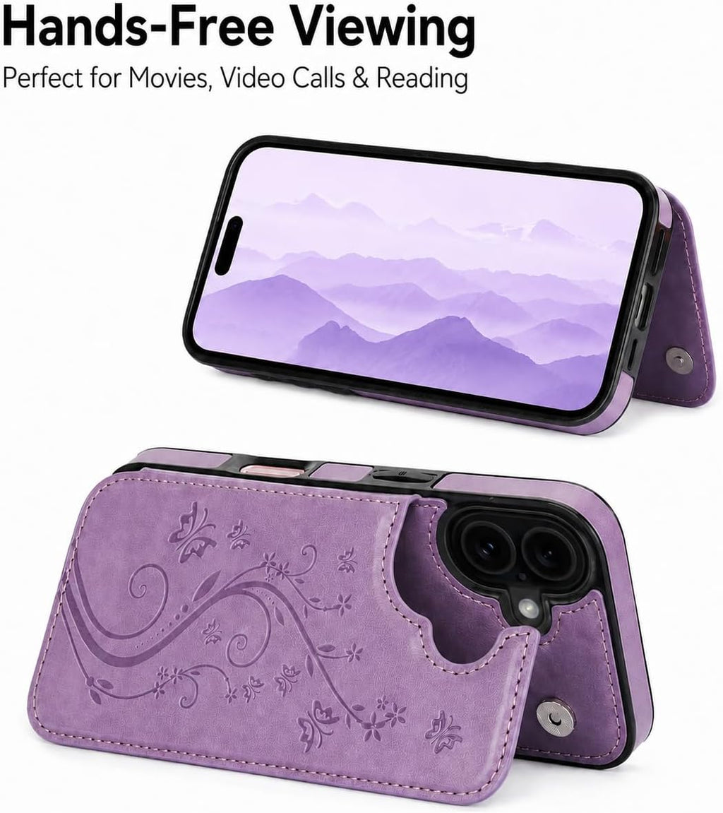 Embossed Butterfly PU Leather Wallet Phone Case